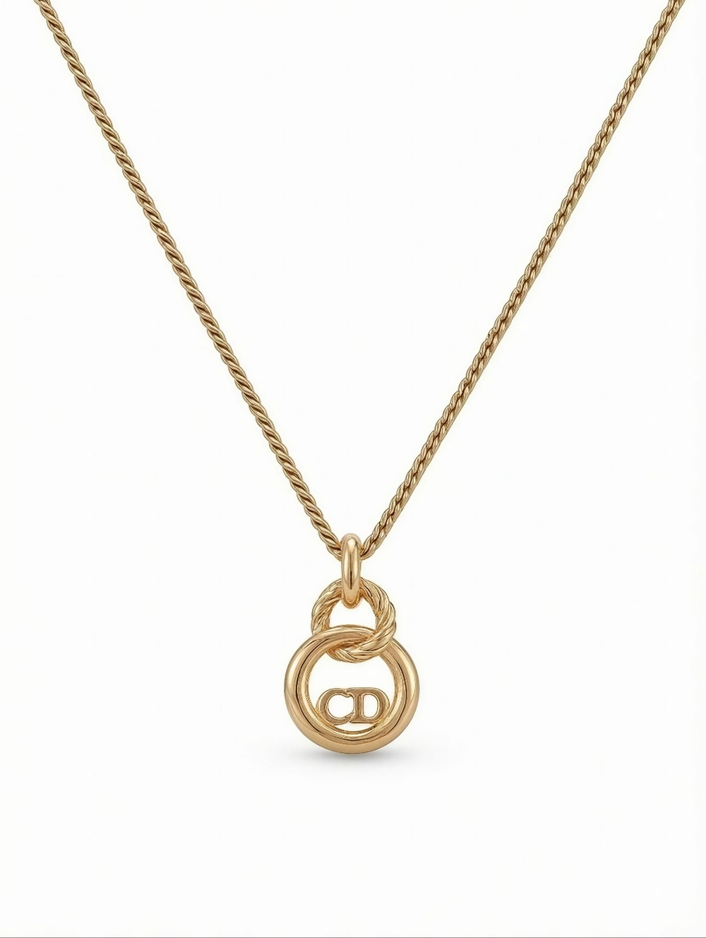 SOLD Christian Dior Vintage 80s Gold CD Logo Interlocking Circle Necklace ✨ - Picture 4 of 9